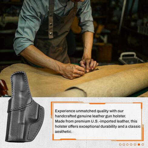 Premium Leather IWB Holster for Glock 17/19/19X/47 Gen 3-5, Glock 22/23/31/32 Gen 3-4, Glock 44/45, Optic Cut Concealed Carry Holster, G19 Inside Waistband Holster, Stealth Black, Right/Left Hand in Kuwait