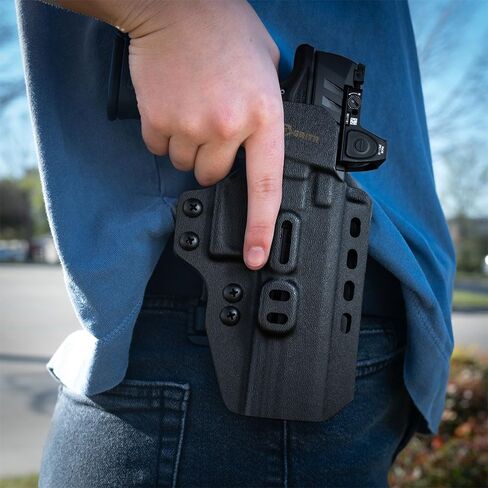 حافظة وحدات GRITR Omni IWB/OWB Kydex تناسب Sig، Glock، Springfield، Walther، S&W، Canik & More - ملحق بندقية EDC يمكن استخدامه بكلتا اليدين مع قطع بصري، قاع مفتوح، مخلب إخفاء قابل للتعديل والاحتفاظ in Kuwait