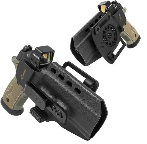 حافظة وحدات GRITR Omni IWB/OWB Kydex تناسب Sig، Glock، Springfield، Walther، S&W، Canik & More - ملحق بندقية EDC يمكن استخدامه بكلتا اليدين مع قطع بصري، قاع مفتوح، مخلب إخفاء قابل للتعديل والاحتفاظ in Kuwait