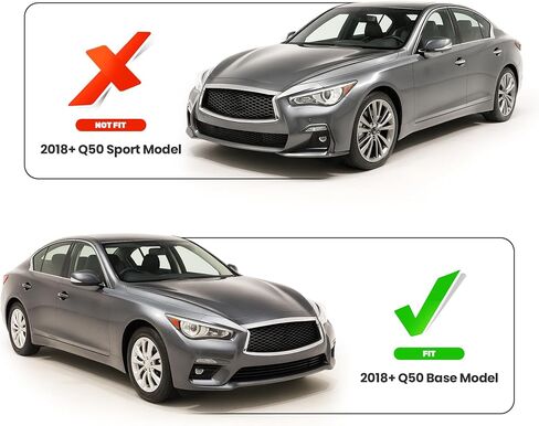 HECASA Front Bumper Lip Spoiler Compatible with 2018-2024 Infiniti Q50 Luxe/Base Models JDM Style, PP Plastic 3PC Style Under Chin Splitter Bumper Valance Diffuser Protector Air Dams - Gloss Black in Saudi Arabia