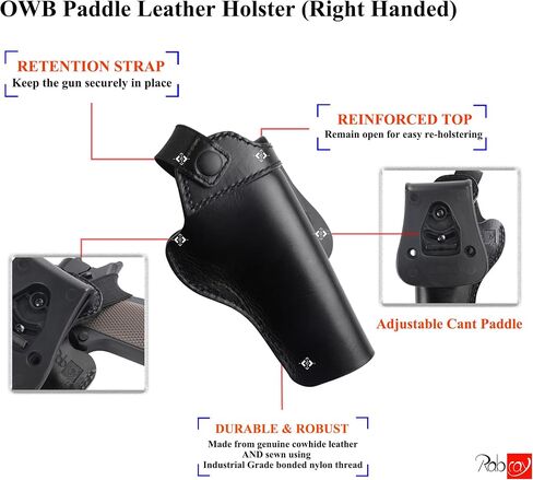 OWB 1911 Leather Holster fit 1911 Style Pistols - Colt 1911, Kimber 1911, Springfield 1911, Taurus PT1911, S&W 1911, Remington 1911, Sig 1911, Rock Island 1911(Fit 4" and 5" Barrel 1911) in Saudi Arabia