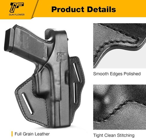 OWB Thumb Leather Break Holster for Glock 17 19 19x 22 23 31 32 45 Colt 1911/Kimber 1911/Springfield 1911/S&W 1911 and Most 1911 5'' No Rail Pistol, Right Hand in Saudi Arabia