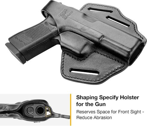 OWB Thumb Leather Break Holster for Glock 17 19 19x 22 23 31 32 45 Colt 1911/Kimber 1911/Springfield 1911/S&W 1911 and Most 1911 5'' No Rail Pistol, Right Hand in Saudi Arabia