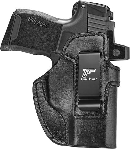 حافظة جلدية GUN & FLOWER IWB لـ SIG Sauer P365/ P365X/ P365 SAS/ P365-380، قطع بصري، حزام الخصر الداخلي، حافظة حمل مخفية، تناسب أحزمة مقاس 1.5 بوصة - 1.75 بوصة، جلد فاخر، اليد اليمنى in Kuwait