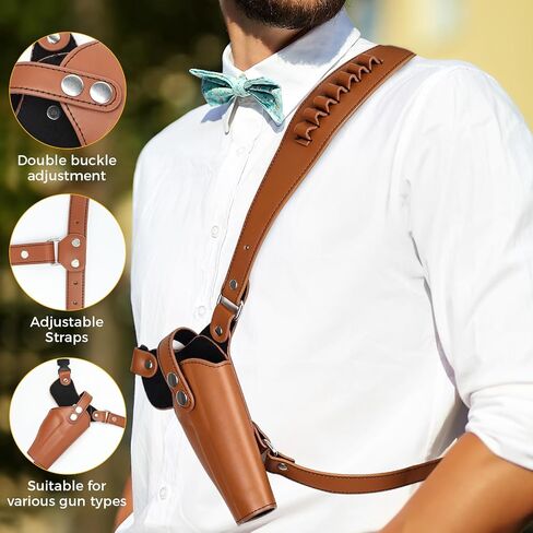 Adjustable Shoulder Holster for Men Universal Gun Holsters for Concealed Carry Leather Chest Holster with 7 Spare Bullet Holes Fits 1911, Glock 17/19/23, and Most Pistols (Right Hand Use) in Saudi Arabia