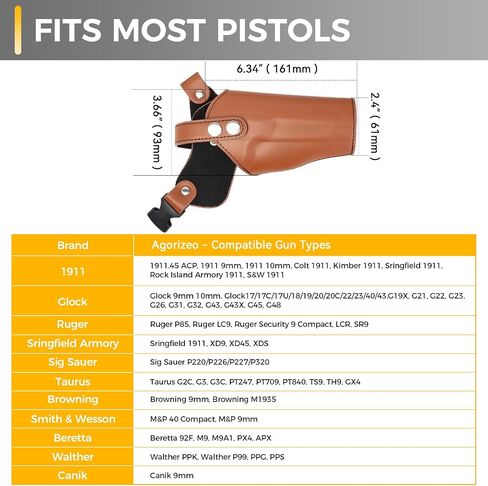 Adjustable Shoulder Holster for Men Universal Gun Holsters for Concealed Carry Leather Chest Holster with 7 Spare Bullet Holes Fits 1911, Glock 17/19/23, and Most Pistols (Right Hand Use) in Saudi Arabia