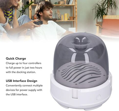 Controller Charger for Switch Pro, Quick Charging 4 Slot Controller Dock for Switch Pro, RGB Light, Anti Slip Base, Stylish and Practical Circular Base (White in Saudi Arabia