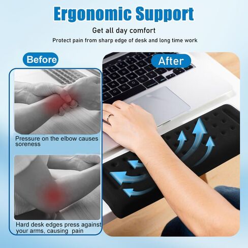 2 PCS L-Shaped Desk Elbow Pads, Memory Foam Elbow Support Padding Non-Slip, Wrist Arm Pad Elbow Comfort Support for Table or Desk Edge, Desk Edge Cushion, Separate Design in Saudi Arabia
