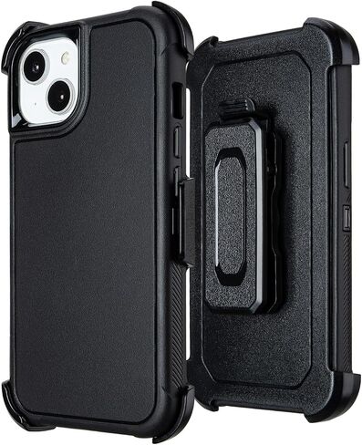 for Protective Case iPhone 15 Case with Belt Clip Holster Outdoor Black in Saudi Arabia