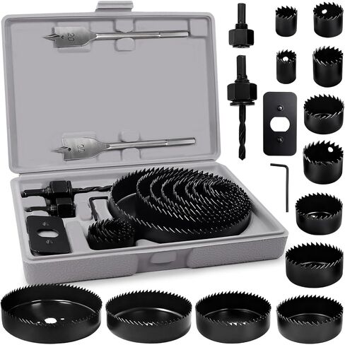 طقم منشار ثقب 12 قطعة، مجموعة منشار ثقب الخشب، مع مناشير ثقب 3/4 بوصة - 2-1/2 بوصة، شياكة، لقم ثقب، لوحة تركيب، مفتاح ربط سداسي، حقيبة تخزين، للخشب، الخشب الرقائقي، PVC، الحوائط الجافة، البلاستيك in Kuwait