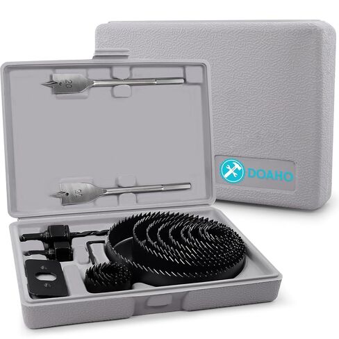 طقم منشار ثقب 12 قطعة، مجموعة منشار ثقب الخشب، مع مناشير ثقب 3/4 بوصة - 2-1/2 بوصة، شياكة، لقم ثقب، لوحة تركيب، مفتاح ربط سداسي، حقيبة تخزين، للخشب، الخشب الرقائقي، PVC، الحوائط الجافة، البلاستيك in Kuwait