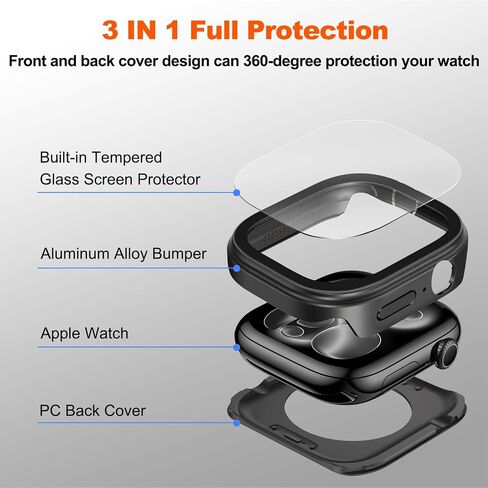 غطاء معدني 3 في 1 متوافق مع حافظة Apple Watch Ultra 3/2/1 مقاس 49 ملم للنساء والرجال، واقي شاشة مدمج خفيف الوزن للغاية لساعة iWatch Ultra 3/2/1 مقاس 49 ملم (تيتانيوم) in Kuwait