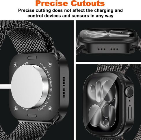 غطاء معدني 3 في 1 متوافق مع حافظة Apple Watch Ultra 3/2/1 مقاس 49 ملم للنساء والرجال، واقي شاشة مدمج خفيف الوزن للغاية لساعة iWatch Ultra 3/2/1 مقاس 49 ملم (تيتانيوم) in Kuwait