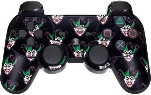 غلاف Skinit المخصص للألعاب متوافق مع وحدة التحكم اللاسلكية PS3 Dual Shock - تصميم نمط شعار Warner Bros Joker المرخص رسميًا in Saudi Arabia