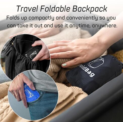 Hiking Daypack, Water-repellent Camping Backpack for Men and Women, Hiking Backpack Foldable Backpacks for Travel, Outdoor(Black 2) in Saudi Arabia