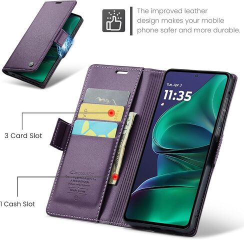 Wallet Case for Motorola Moto G Stylus 5G 2025 [Not fit Moto G 5G 2025], PU Leather Magnetic Flip Case with RFID Blocking Card Holder for Women Men, Shockproof Protective Phone Cover (Purple) in Saudi Arabia