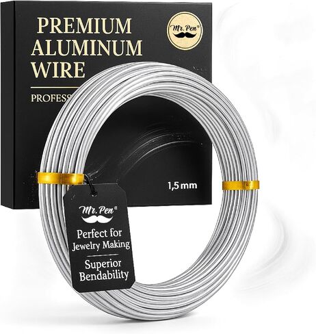 Mr. Pen- Aluminum Wire, 1.5 mm, 32.5 Feet, 1 Roll, Craft Wire, Metal Wire, Armature Wire, Crafting Wire, Bendable Wire, Wire for Crafts, Sculpting Wire, Doll Armature, Flexible Wire, Modeling Wire in Saudi Arabia