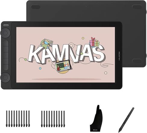 HUION Kamvas 13 (Gen 3) Drawing Tablet with Screen, 13.3-inch Full-Laminated Art Tablet with Anti-Sparkle Canvas Glass, 99% sRGB, PenTech 4.0, 16K Pen Pressure, Dual Dials for Digital Art, Black in Saudi Arabia