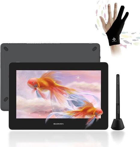 شاشة عرض القلم GOMON PD1220 مقاس 11.6 بوصة (رمادي فحمي) 86% NTSC لوحة رسم رسومات مغلفة بالكامل مع دعم إمالة 8192 مستوى قلم سلبي، متوافق مع Windows وMac وAndroid in Saudi Arabia