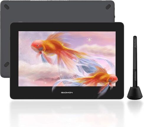 شاشة عرض القلم GOMON PD1220 مقاس 11.6 بوصة (رمادي فحمي) 86% NTSC لوحة رسم رسومات مغلفة بالكامل مع دعم إمالة 8192 مستوى قلم سلبي، متوافق مع Windows وMac وAndroid in Saudi Arabia