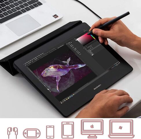شاشة عرض القلم GOMON PD1220 مقاس 11.6 بوصة (رمادي فحمي) 86% NTSC لوحة رسم رسومات مغلفة بالكامل مع دعم إمالة 8192 مستوى قلم سلبي، متوافق مع Windows وMac وAndroid in Saudi Arabia