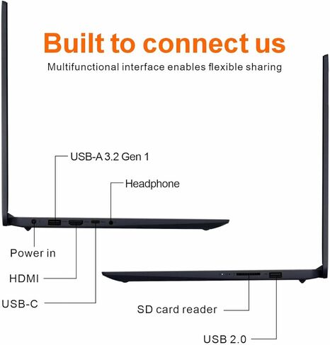 Lenovo Ideapad Business Laptop with Microsoft Office, Intel Dual-Core Processor, 15.6", 8GB RAM, 256GB SSD, SD Card Reader, Windows 11, WOWPC Recovery USB in Kuwait