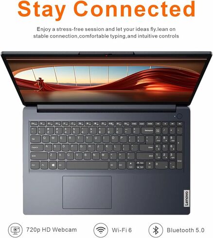Lenovo Ideapad Business Laptop with Microsoft Office, Intel Dual-Core Processor, 15.6", 8GB RAM, 256GB SSD, SD Card Reader, Windows 11, WOWPC Recovery USB in Kuwait