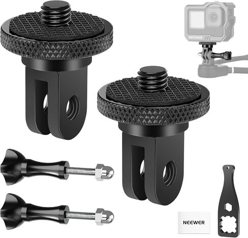 NEEWER Action Camera Tripod Mount Adapter Compatible with GoPro Hero 13 Go Pro 12 11 10 9 Black DJI Osmo Action 5 Pro 4 3, 360° Swivel 1/4"-20 to 3 Prong Mount for Standard 1/4 Accessories, GP-89 in Saudi Arabia