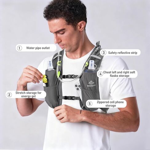 Running Vest for Women Men,5L Hydration Vest with 2*500ml Soft Flask | Lightweight Water Backpack, Adjustable Chest Straps Running Hydration Backpack for Running Cycling Hiking in Kuwait