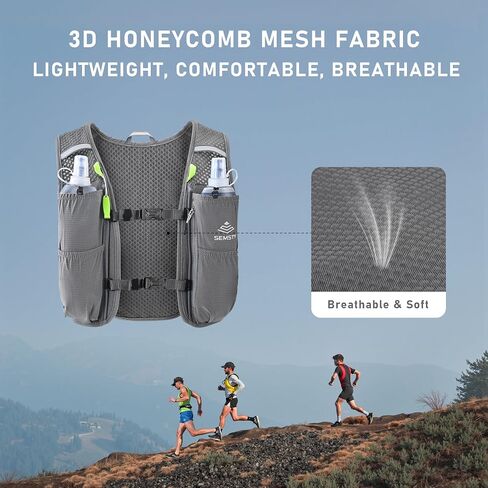 Running Vest for Women Men,5L Hydration Vest with 2*500ml Soft Flask | Lightweight Water Backpack, Adjustable Chest Straps Running Hydration Backpack for Running Cycling Hiking in Kuwait