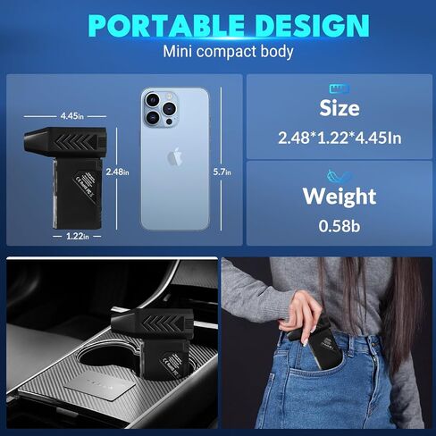 Violent Turbo Fan，Mini Electric Compressed Air Duster & Vacuum Cleaner,130000RPM Portable Rechargeable Cordless Handheld Air Blower with LED Light for PC, Outdoor, House, Car,8000mAh in Kuwait