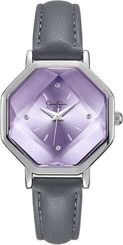 Watch Jessica Simpson Women's Leather Band Watch ، Dial Crystal Dial Octagon ، حركة الكوارتز الكلاسيكية ، Watch Watch الأنيقة للنساء in Saudi Arabia
