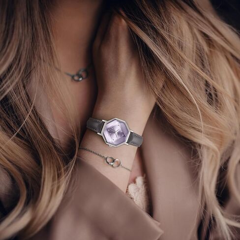 Watch Jessica Simpson Women's Leather Band Watch ، Dial Crystal Dial Octagon ، حركة الكوارتز الكلاسيكية ، Watch Watch الأنيقة للنساء in Saudi Arabia