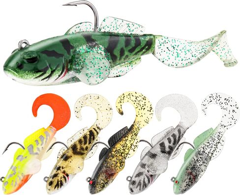 Pre-Rigged Swimbait Lures, Soft Bait with Leadhead Jig, Ready to Fish in Multiple Sizes & Colors, Perfect for Bass, Trout, and Crappie in Freshwater or Saltwater in Saudi Arabia
