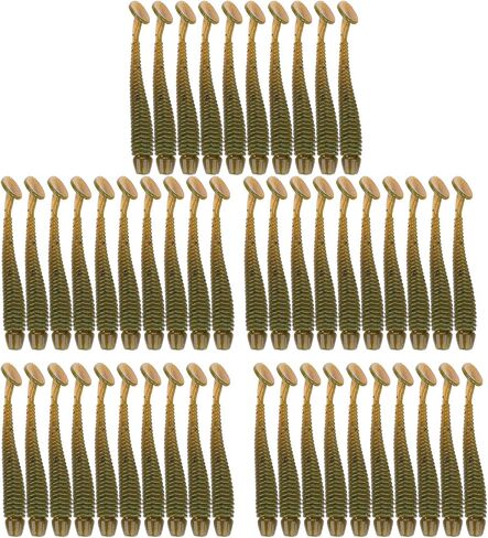 50PCS 5cm Fishing Lures, Soft Plastic T Tail Grub Baits Fish Tackle Accessory for Bass Salmon Trout (Black) in Saudi Arabia