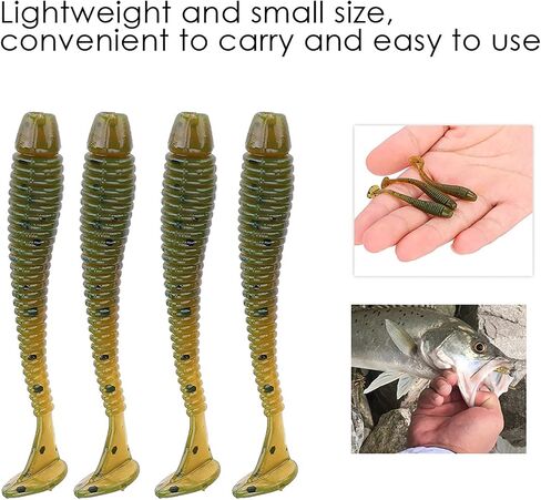 50PCS 5cm Fishing Lures, Soft Plastic T Tail Grub Baits Fish Tackle Accessory for Bass Salmon Trout (Black) in Saudi Arabia