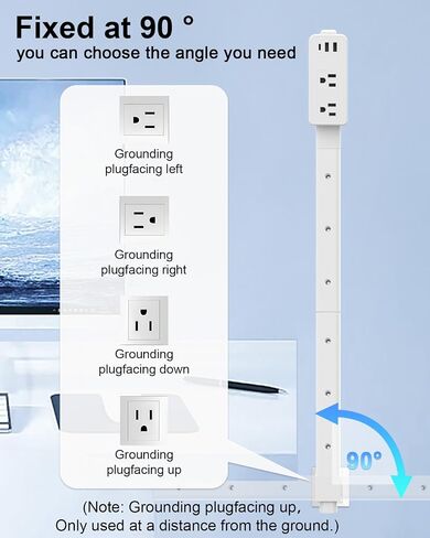 Electrical Outlet Extender Stick 8.26"-36.1" with 2 AC Outlets, USB-A,USB-C Ports, Fixed at 90 Degree Splicing Type, Power Socket Expander Put Behind Hard to Reach Desks,Sofa,Cabinet,Bed etc in Saudi Arabia