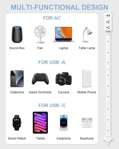 Electrical Outlet Extender Stick 8.26"-36.1" with 2 AC Outlets, USB-A,USB-C Ports, Fixed at 90 Degree Splicing Type, Power Socket Expander Put Behind Hard to Reach Desks,Sofa,Cabinet,Bed etc in Saudi Arabia