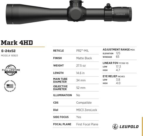 Leupold Mark 4HD 6-24x52 (34mm) Side Focus FFP Riflescope in Saudi Arabia