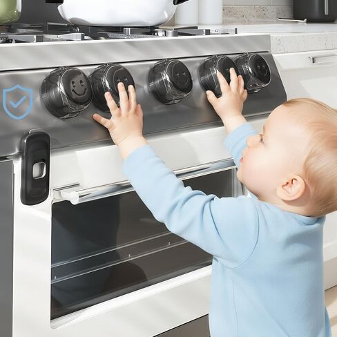 Stove Knob Safety Covers, (5+1Pack) Dual-Lucks Oven Knob Covers for Child Safety, Clear Vies, Universal Size (White) in Saudi Arabia