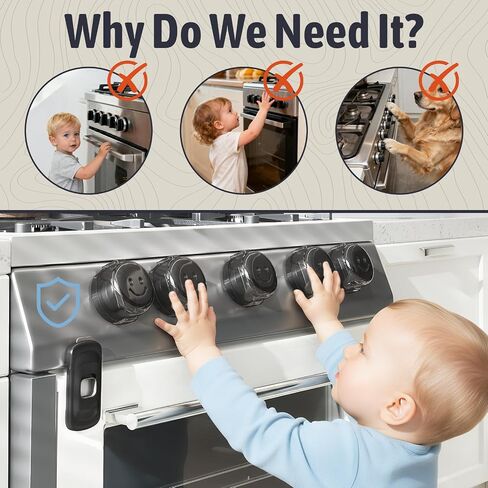 Stove Knob Safety Covers, (5+1Pack) Dual-Lucks Oven Knob Covers for Child Safety, Clear Vies, Universal Size (White) in Saudi Arabia