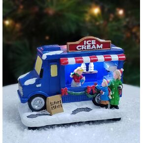 MOMENTS IN TIME 3.74"H Hot Dog Food Truck - LED Lights, Battery Operated Christmas Village - Hand-Painted Resin Polyresin in Kuwait