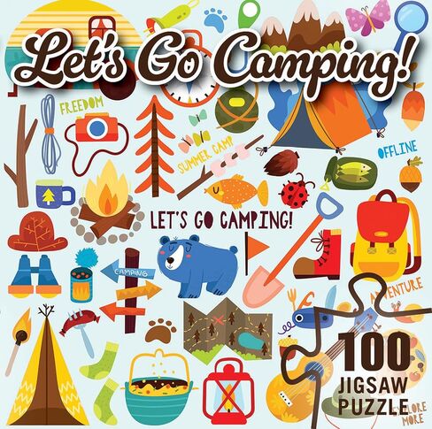 أحجية الصور المقطوعة للتخييم من Let's Go - 100 قطعة، موضوع Happy Camper، صديقة للبيئة، محمولة، أحجية للكبار لحل المشكلات والوعي المكاني in Saudi Arabia