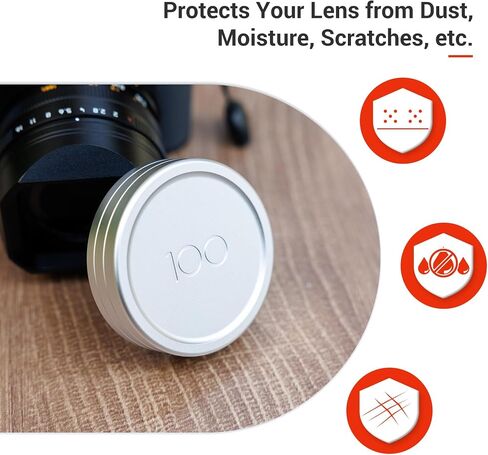 JJC Lens Cap Cover for Leica Q3 Q3 43 Q2 Q Q-P Camera Accessories, Black | with Soft Fabric Interior & PU Leather Surface, Anti-Scratch & Dustproof Lens Protection, Durable Aluminum Alloy in Saudi Arabia