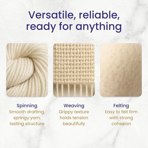 Revolution Fibers Corriedale Wool Roving 1 lb (16 Ounces) for Spinning | Soft Chunky Jumbo Yarn for Arm Knitting Blanket |100% Natural Undyed (Off-White) Wool Yarn Bulk, Felting Core, Carded Stuffing in Kuwait
