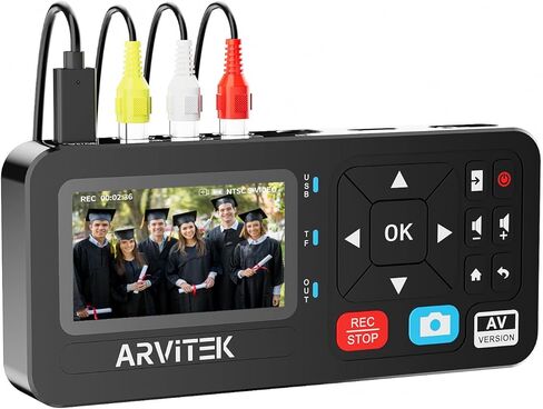 VHS إلى محول رقمي مع جهاز تحكم عن بعد، تسجيل الفيديو من VHS، VCR، DVR، DVD، AV، RCA، Hi8، كاميرا الفيديو، وحدات تحكم الألعاب، التوصيل والتشغيل in Kuwait