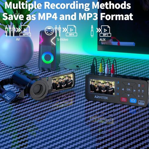 VHS إلى محول رقمي مع جهاز تحكم عن بعد، تسجيل الفيديو من VHS، VCR، DVR، DVD، AV، RCA، Hi8، كاميرا الفيديو، وحدات تحكم الألعاب، التوصيل والتشغيل in Kuwait