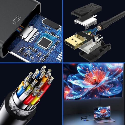 محول DP إلى VGA، 6 محول DisplayPort مطلي بالذهب إلى VGA (ذكر إلى أنثى) متوافق مع Dell وHP وLenovo وASUS للكمبيوتر الشخصي والكمبيوتر المحمول والشاشة وجهاز العرض - دعم دقة 1080 بكسل in Kuwait