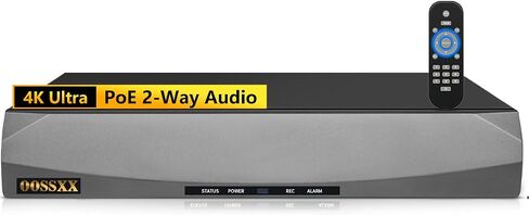 OOSSXX 8.0/4K Megapixel 8-Channel POE NVR Network Video Recorder All-in-One Monitor NVR, Supports up to 8 x 8MP/4K IP Cameras, Max to 6TB Hard Drive (HDD Not Included) in Saudi Arabia