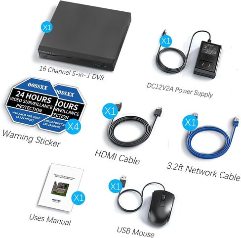 OOSSXX 8.0/4K Megapixel 8-Channel POE NVR Network Video Recorder All-in-One Monitor NVR, Supports up to 8 x 8MP/4K IP Cameras, Max to 6TB Hard Drive (HDD Not Included) in Saudi Arabia